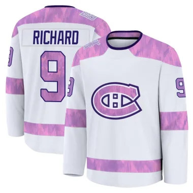Premium Maurice Richard White Montreal Canadiens 2024 Hockey Fights Cancer Practice Jersey - Men's