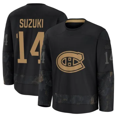 Premium Nick Suzuki Black Montreal Canadiens 2024 Military Appreciation Practice Jersey - Men's