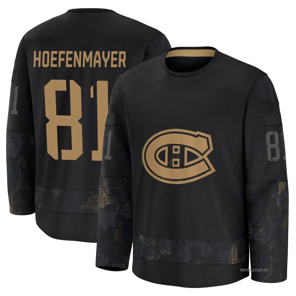 Premium Noel Hoefenmayer Black Montreal Canadiens 2024 Military Appreciation Practice Jersey - Men's