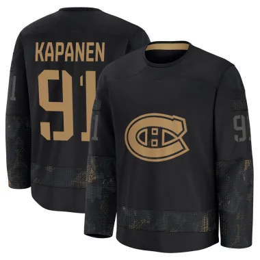 Premium Oliver Kapanen Black Montreal Canadiens 2024 Military Appreciation Practice Jersey - Men's