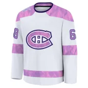 Premium Owen Protz White Montreal Canadiens 2024 Hockey Fights Cancer Practice Jersey - Youth
