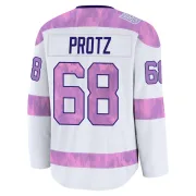 Premium Owen Protz White Montreal Canadiens 2024 Hockey Fights Cancer Practice Jersey - Youth