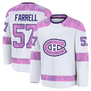 Premium Sean Farrell White Montreal Canadiens 2024 Hockey Fights Cancer Practice Jersey - Youth