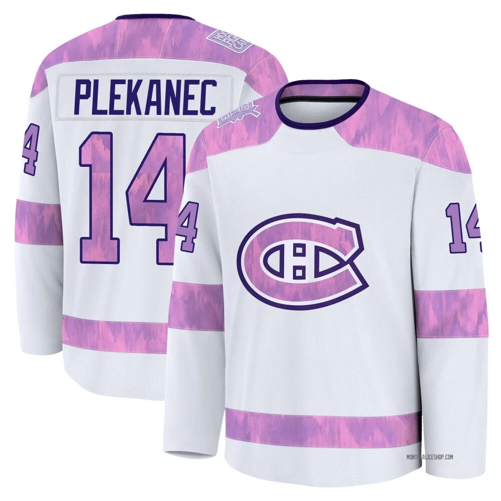 Premium Tomas Plekanec White Montreal Canadiens 2024 Hockey Fights Cancer Practice Jersey - Men's